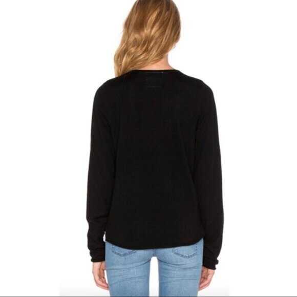 One Teaspoon Women's Sweater Merino Wool Deep V Wrap Surplice neckline Black XS - Picture 13 of 13